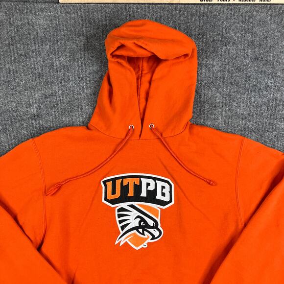 Champion Hoodie Mens Size M Orange UTPB Falcons Pullover Fleece College Logo - Picture 1 of 8